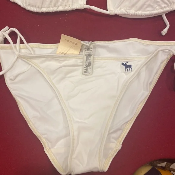 New with tags Abercrombie & Fitch white bikini M Top S bottom swimsuit - Picture 2 of 8